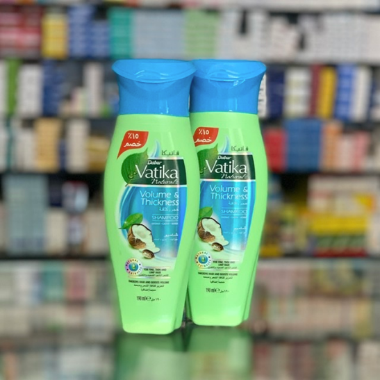 Dabur Vatika shampoo "Thickness and volume", with coconut extract, castor oil and henna, 190 ml