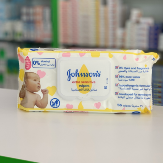 Johnsons extra sensitive wet wipes 56 pcs