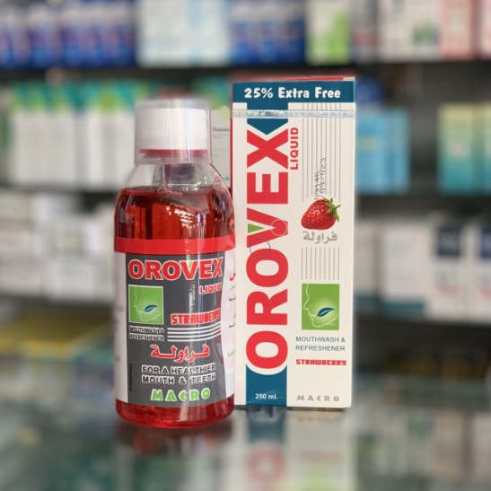 Orovex mouth and teeth rinse with strawberry flavor 250 ml