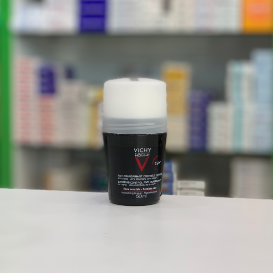 Vichy Men's Roll-On Deodorant for Sensitive Skin 50 ml